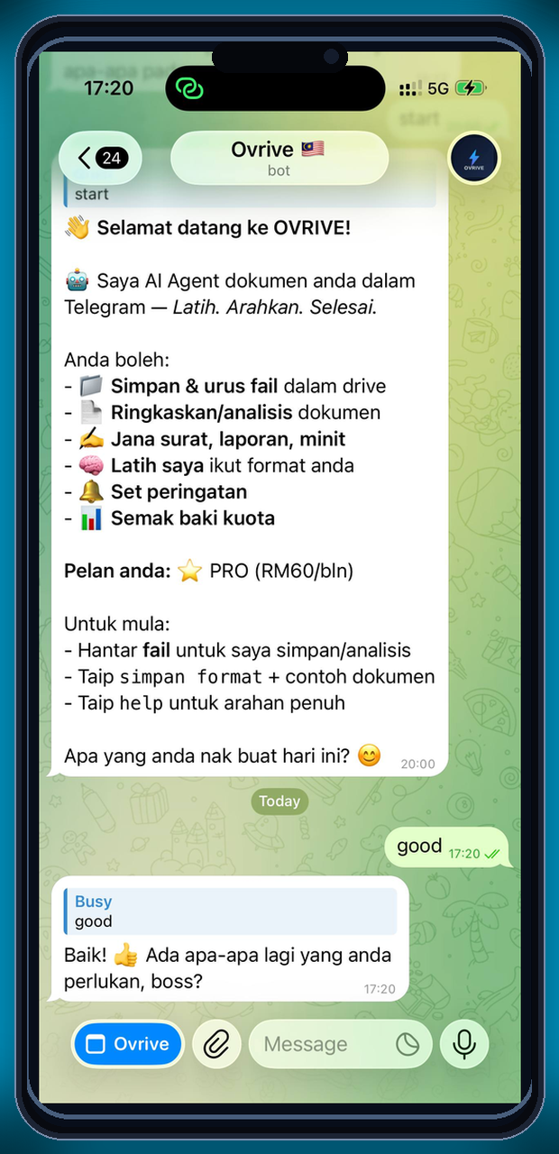 OVRIVE dalam Telegram
