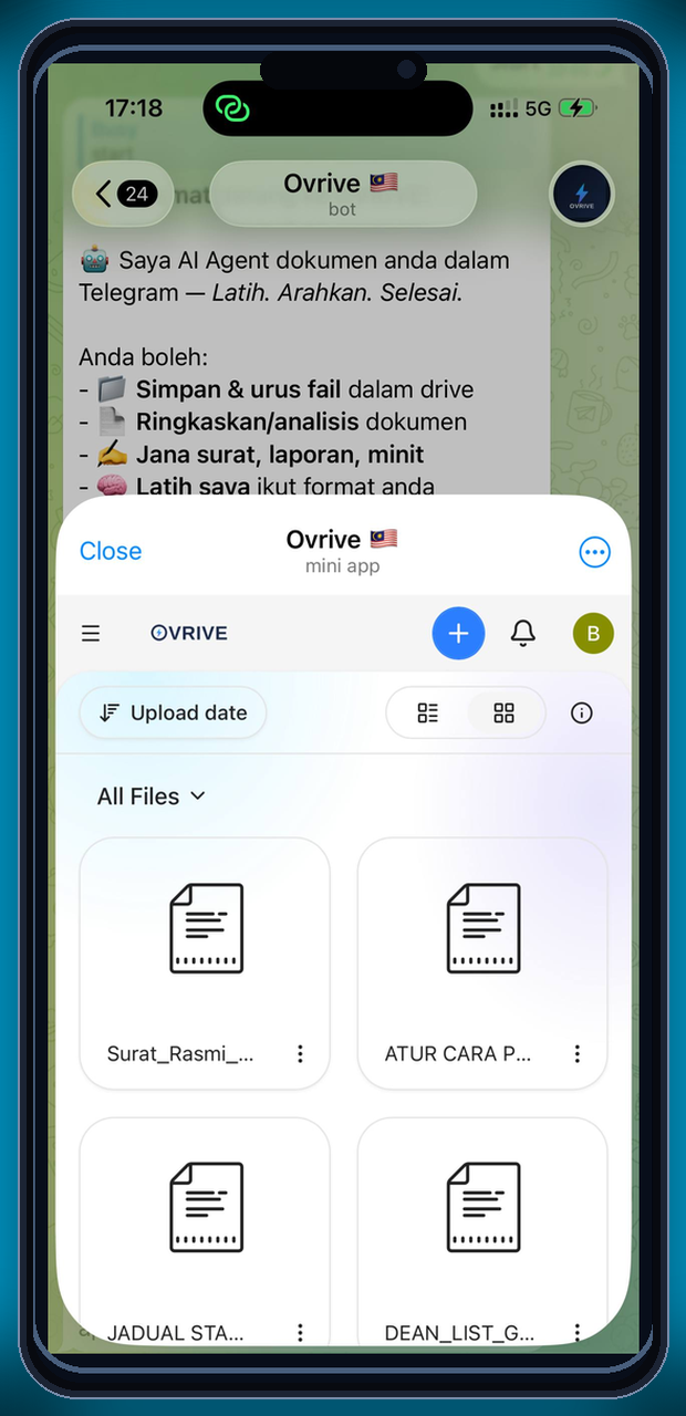 OVRIVE Drive semua fail dalam telefon
